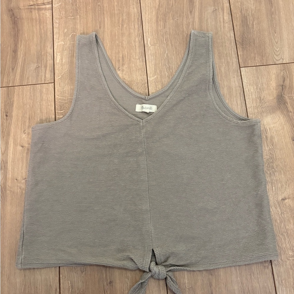 Madewell - Taupe Knotted Crop Top - Picture 1 of 3